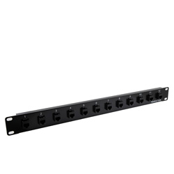 Picture of 1.75"x19" (1U) 12 Port  Right Angle Category 5e Feed-Thru Coupler Panel, Unshielded