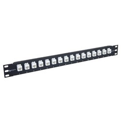 Picture of 1.75"x19" (1U) 16 Port Straight Cat5e Feed-Thru Panel, Unshielded Low Profile Mini-Coupler