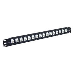 1.75x19 (1U) 16 Port Low Profile Category 6 Feed-Thru Panel, Unshielded  Low Profile Mini-Coupler - PR175C6-16M