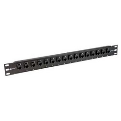 Picture of 1.75"x19" (1U) 16 Port Right Angle Keystone Category 5e Feed-Thru Panel, Unshielded