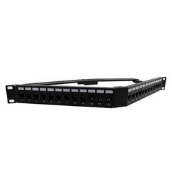 Picture of 1.75"x19" (1U) 24 Port Category 5e Feed-Thru Coupler V-Panel with Cable Manager