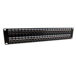 Picture of 3.5"x19" (2U) 48 Port Category 6a Shielded Feed-Thru Coupler panel with Cable Manager