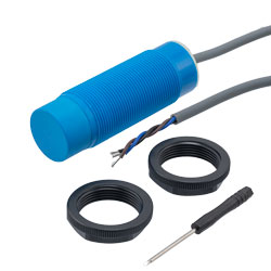 Picture of Capacitive Proximity Sensor, cylindrical, M30 threaded, non-shielded, PBT housing, NPN NO, sensing 2mm-30mm adjustable, 2m 3-wire cable