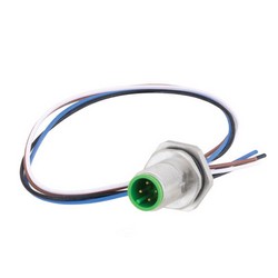 Picture of M12 4 Pin A Code Male Receptacle, IP67 Rated, Rear Mounting Style with 0.2m Leads