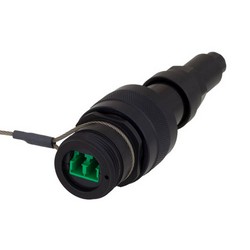 Picture of Ruggedized LC IP68 In-Line Receptacle, Duplex, Single Mode APC Polish w/ Dust Cap