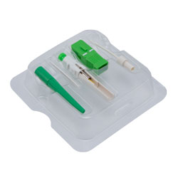 Picture of Splice-on connector kit, SC Single mode APC 0.9mm Green Boot Green, with 10-piece connectors