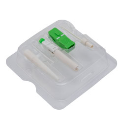 Picture of Splice-on connector kit, SC Single mode APC 0.9mm White Boot Green, with 10-piece connectors