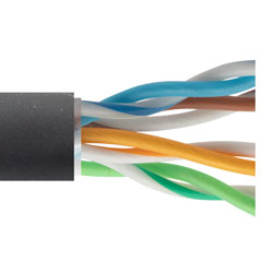 Picture of Category 5e Bulk Ethernet Cable, 4-Pair 22AWG Stranded 600V PoE, UTP Outdoor Industrial High Flex PLTC-CM-CMX TPE Jacket, Black, 500 ft