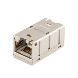 Picture of Category 6a/7 Coupler - Shielded RJ45 (8x8) Inline Feed-thru, Metal Die-Cast shell, PoE+ Rated
