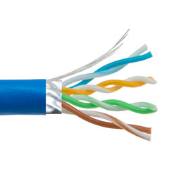 Category 6a 10gig Ethernet Bulk Cable, Shielded F/UTP, 28AWG Stranded  4-Pair Slim-Line, CMR Riser Jacket, Blue, 500FT