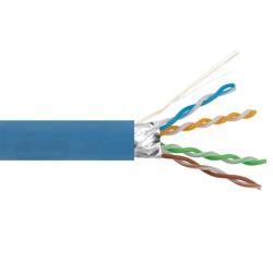 Picture of Category 6a 10gig Ethernet Bulk Cable, F/UTP Shielded, Dual LSZH CM Jacket, 26AWG Stranded Relaxed Patch Style, 300V, Blue, 1,000 Feet