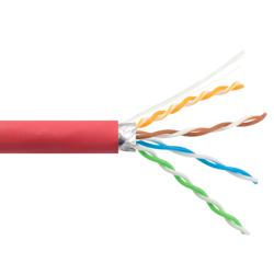 Picture of Category 6a 10gig Ethernet Bulk Cable, F/UTP Shielded, Dual LSZH CM Jacket, 26AWG Stranded Relaxed Patch Style, 300V, Red, 1,000 Feet