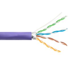 Picture of Category 6a 10gig Ethernet Bulk Cable, F/UTP Shielded, Riser CMR CMG Jacket, 26AWG Stranded Relaxed Patch Style, 300V, Violet, 1,000 Feet