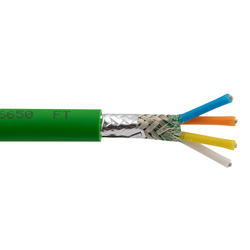 Profinet Category 5e Bulk Cable, SF/UTP Double Shielded, Two-Pair, 22AWG  Stranded, Industrial Outdoor PLTC-ER CM TPE Jacket, Green, 1,000ft