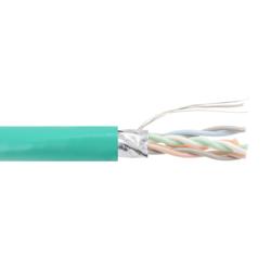 Picture of Category 6a 10gig Ethernet Bulk Cable, F/UTP Shielded, +105C Plenum CMP Jacket, 26AWG Stranded Relaxed Patch Style, 300V, Green, 1,000Ft
