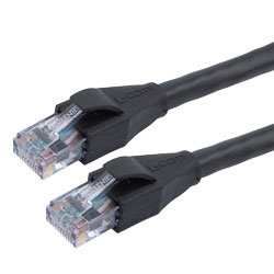 Picture of Category 5e Ethernet Cable Assembly, UTP Outdoor Industrial CMX-CMR-PLTC-2463 PVC, RJ45 Male, 22AWG Solid 300V PoE, Black, 50FT