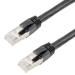 Picture of Category 6a 10gig 100W PoE Ethernet Cable Assembly, 22AWG Stranded, RJ45 Male Plug, CM PVC Jacket, Black, 125FT