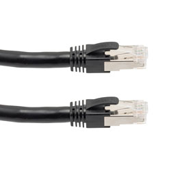 Picture of Category 6a 10gig 90W PoE Ethernet Cable Assembly, S/FTP Double Shielded, 23AWG Stranded, RJ45 Male Plug, CM PVC Jacket, Black, 10FT