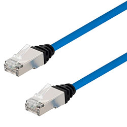 Picture of Category 6a Slim Ethernet Patch Cable, Shielded, Dual Rated CM-LSZH, Blue, 1.0Ft