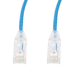 Picture of Category 6a 10gig Component Tested Slim Ethernet Patch Cable Assembly, 28AWG Stranded, RJ45 Male Plug, CM PVC Jacket, Blue, 15FT