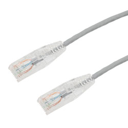 Picture of Category 6a 10gig Component Tested Slim Ethernet Patch Cable Assembly, 28AWG Stranded, RJ45 Male Plug, CM PVC Jacket, Gray, 0.5FT