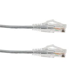 Picture of Category 6a 10gig Component Tested Slim Ethernet Patch Cable Assembly, 28AWG Stranded, RJ45 Male Plug, CM PVC Jacket, Gray, 15FT