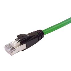 Picture of Plenum Rated Shielded Category 6a Cable, RJ45 / RJ45, 23AWG Solid, Green 1.0ft