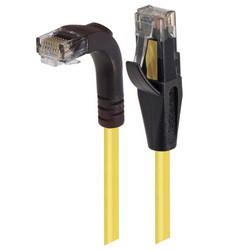 Picture of Category 6 Right Angle RJ45 Ethernet Patch Cords - Straight to RA (Down) - Yellow, 10.0Ft