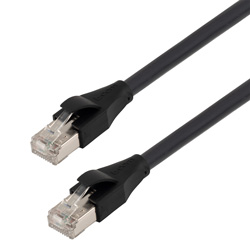 Picture of Category 6 Ethernet Cable Assembly, S/FTP Braid w/ Individually Shielded Pairs, RJ45 Male/Plug, 26AWG Stranded, CMG PVC, Black, 2.0F