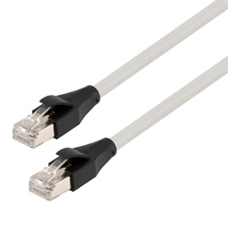 Picture of Category 6 Ethernet Cable Assembly, S/FTP Braid w/ Individually Shielded Pairs, RJ45 Male/Plug, 26AWG Stranded, CMG PVC, Gray, 15.0F