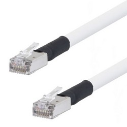 Picture of Shielded Cat 6 Cable, RJ45 / RJ45 Plenum Jacket, White 1.0 ft