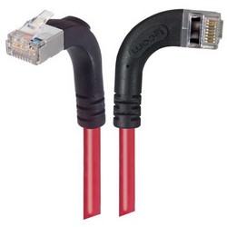 Picture of Shielded Category 6 Right Angle Patch Cable, Right Angle Right/Right Angle Up, Red, 2.0 ft