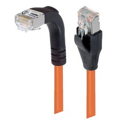 Picture of Shielded Category 6 Right Angle Patch Cable, Straight/Right Angle Down, Orange, 10.0 ft