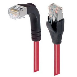 Picture of Shielded Category 6 Right Angle Patch Cable, Straight/Right Angle Down, Red, 10.0 ft