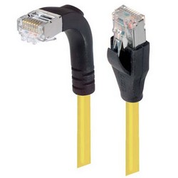 Picture of Shielded Category 6 Right Angle Patch Cable, Straight/Right Angle Down, Yellow, 1.0 ft