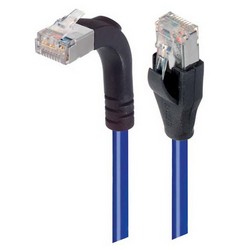 Picture of Shielded Category 6 Right Angle Patch Cable, Straight/Right Angle Up, Blue, 10.0 ft
