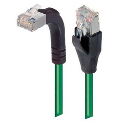 Picture of Shielded Category 6 Right Angle Patch Cable, Straight/Right Angle Up, Green, 10.0 ft
