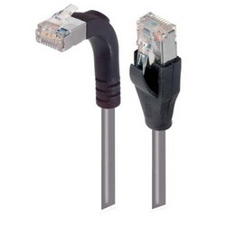 Picture of Shielded Category 6 Right Angle Patch Cable, Straight/Right Angle Up, Gray, 10.0 ft