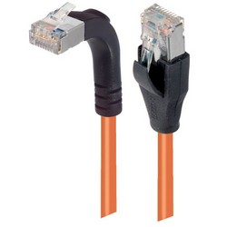 Picture of Shielded Category 6 Right Angle Patch Cable, Straight/Right Angle Up, Orange, 10.0 ft