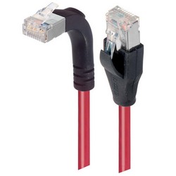 Picture of Shielded Category 6 Right Angle Patch Cable, Straight/Right Angle Up, Red, 15.0 ft