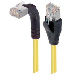 Picture of Shielded Category 6 Right Angle Patch Cable, Straight/Right Angle Up, Yellow, 15.0 ft