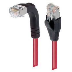 Picture of Category 6 Shielded LSZH Right Angle Patch Cable, Straight/Right Angle Down, Red, 1.0 ft