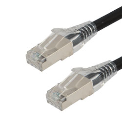 Picture of Category 6, Gigabit TAA Compliant Ethernet RJ45 Cable Assembly, 26AWG Stranded, SF/UTP Double Shielded Braid + Foil, LSZH, Black, 10F