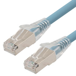 Picture of Category 6, Gigabit TAA Compliant Ethernet RJ45 Cable Assembly, 26AWG Stranded, SF/UTP Double Shielded Braid + Foil, LSZH, Blue, 10F