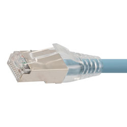 Picture of Category 6, Gigabit TAA Compliant Ethernet RJ45 Cable Assembly, 26AWG Stranded, SF/UTP Double Shielded Braid + Foil, LSZH, Blue, 75F