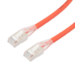 Picture of Category 6, Gigabit TAA Compliant Ethernet RJ45 Cable Assembly, 26AWG Stranded, U/FTP Foil Pair Shielded, CM PVC, Red, 10F