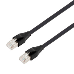 Picture of Category 7 10gig Ethernet Cable Assembly, S/FTP Braid with Individually Shielded Pairs, RJ45 Male/Plug, 26AWG Stranded, PVC, Black, 2.0M