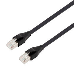 Picture of Category 7 10gig Ethernet Cable Assembly, S/FTP Braid with Individually Shielded Pairs, RJ45 Male/Plug, 26AWG Stranded, PVC, Black, 7.5M