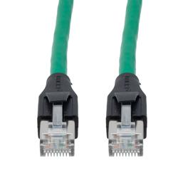 Picture of Category 7 10gig Ethernet Cable Assembly, S/FTP Shielded Pairs, RJ45 Male/Plug, 26AWG Stranded, PVC, Green, 1M