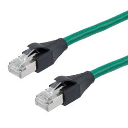 Picture of Category 7 10gig Ethernet Cable Assembly, S/FTP Shielded Pairs, RJ45 Male/Plug, 26AWG Stranded, PVC, Green, 2M